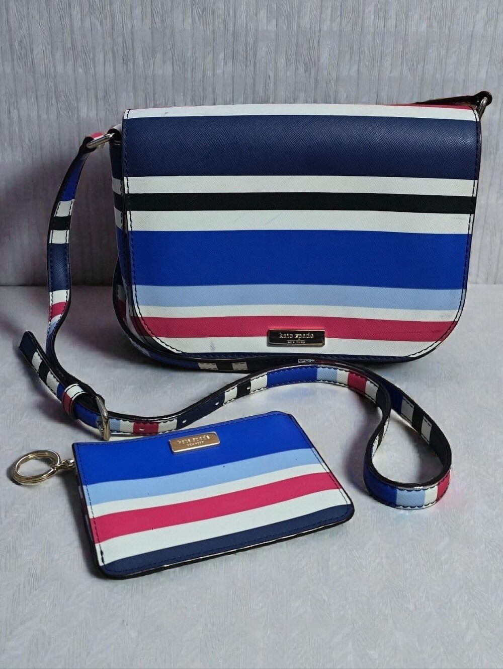 Kate Spade Carsen Laurel Way Striped Crossbody Bag in Red, White, Blue & Black